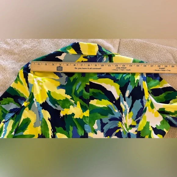 Molly & Maxx Multicolor Abstract Print Blazer 3/4 Sleeve Collar Lined Large - Picture 9 of 16